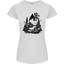 Abstract Outdoors Camping Bushcraft Hiking Trekking Womens Petite Cut T-Shirt White
