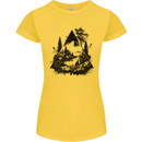 Abstract Outdoors Camping Bushcraft Hiking Trekking Womens Petite Cut T-Shirt Yellow