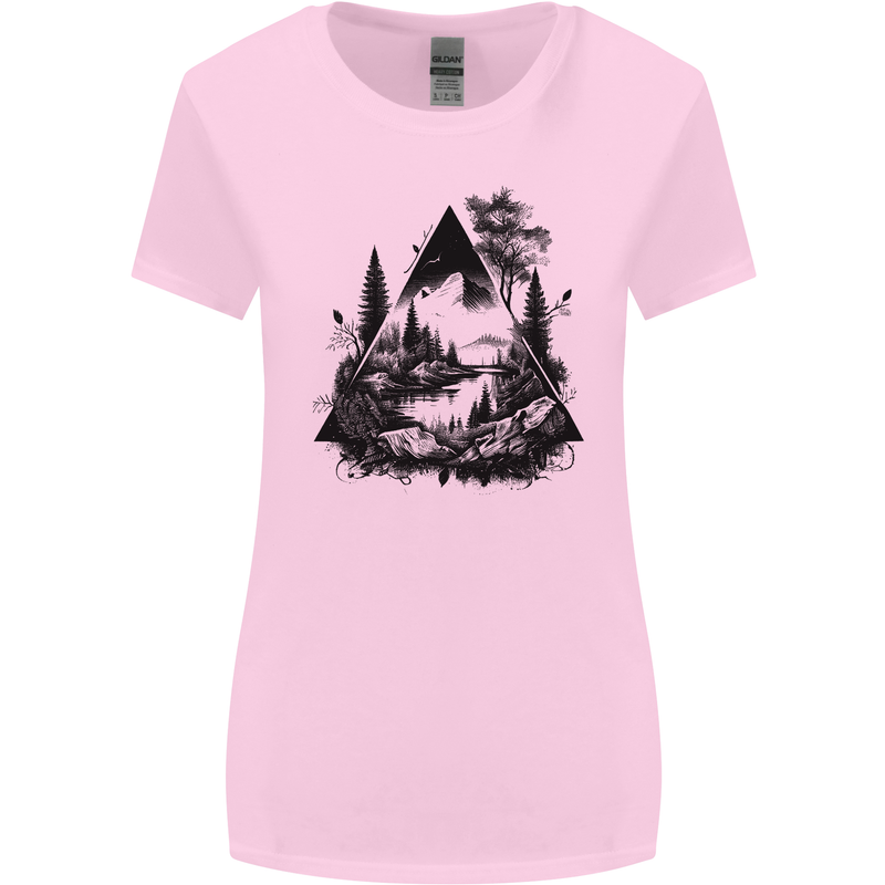 Abstract Outdoors Camping Bushcraft Hiking Trekking Womens Wider Cut T-Shirt Light Pink