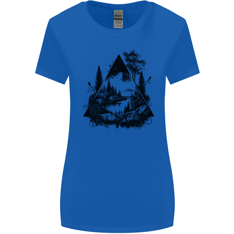Abstract Outdoors Camping Bushcraft Hiking Trekking Womens Wider Cut T-Shirt Royal Blue