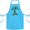 Abstract Tortoise Tree Cotton Apron 100% Organic Turquoise