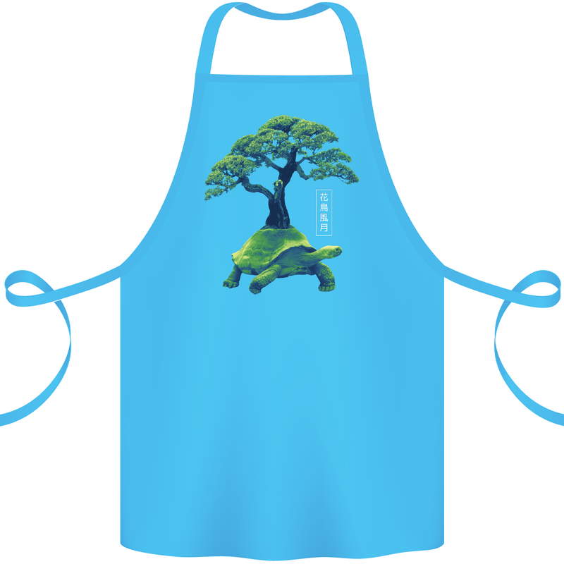 Abstract Tortoise Tree Cotton Apron 100% Organic Turquoise