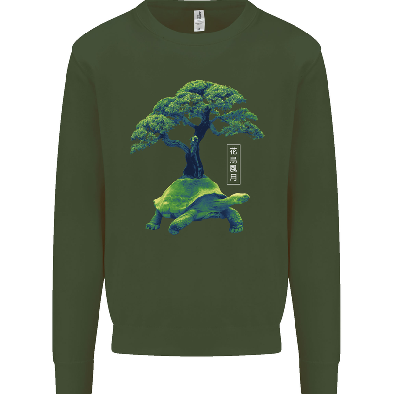 Abstract Tortoise Tree Kids Sweatshirt Jumper Forest Green