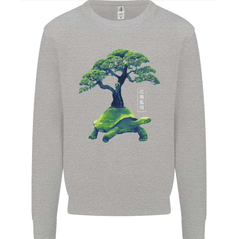 Abstract Tortoise Tree Kids Sweatshirt Jumper Sports Grey