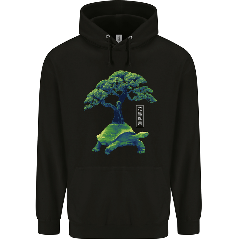 Abstract Tortoise Tree Mens 80% Cotton Hoodie Black