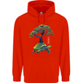 Abstract Tortoise Tree Mens 80% Cotton Hoodie Bright Red