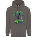Abstract Tortoise Tree Mens 80% Cotton Hoodie Charcoal