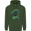 Abstract Tortoise Tree Mens 80% Cotton Hoodie Forest Green
