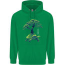 Abstract Tortoise Tree Mens 80% Cotton Hoodie Irish Green