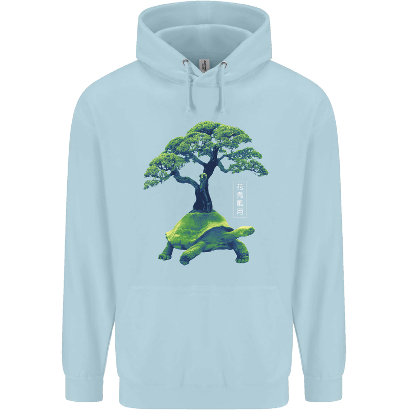 Abstract Tortoise Tree Mens 80% Cotton Hoodie Light Blue