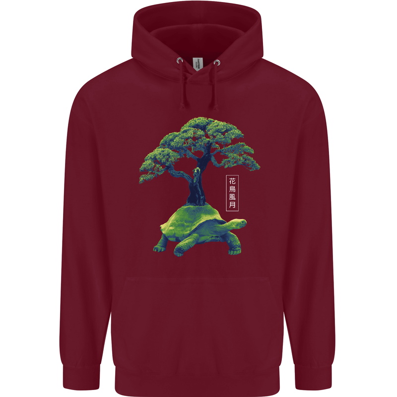 Abstract Tortoise Tree Mens 80% Cotton Hoodie Maroon