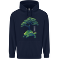 Abstract Tortoise Tree Mens 80% Cotton Hoodie Navy Blue