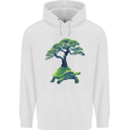 Abstract Tortoise Tree Mens 80% Cotton Hoodie White
