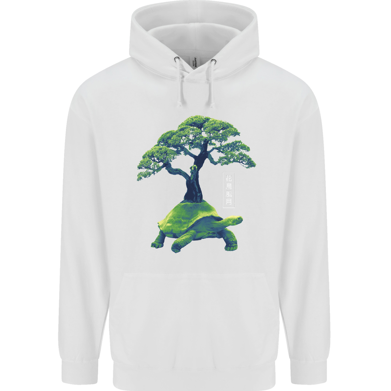 Abstract Tortoise Tree Mens 80% Cotton Hoodie White