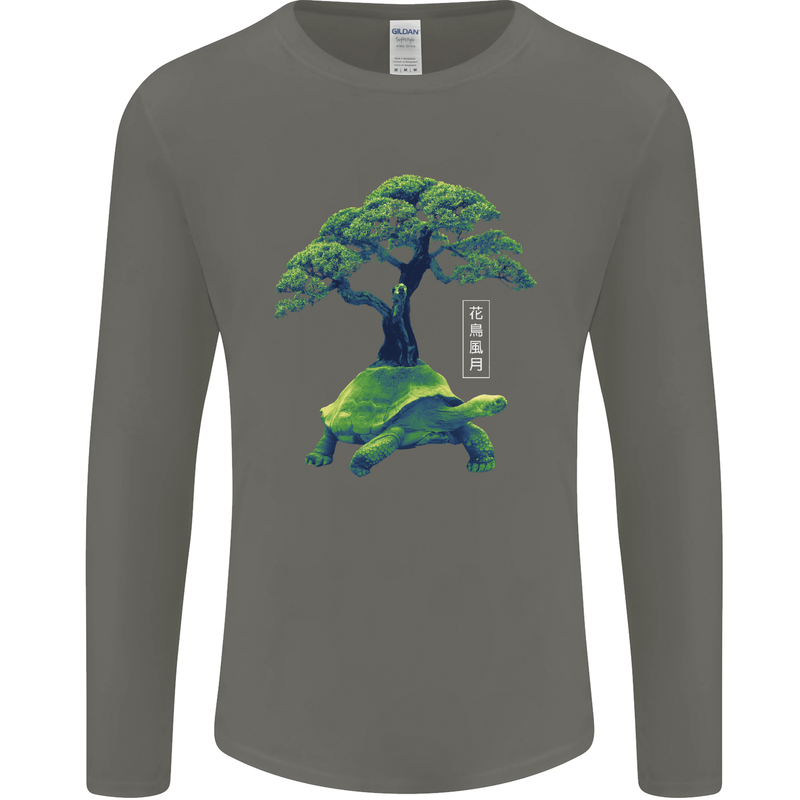 Abstract Tortoise Tree Mens Long Sleeve T-Shirt Charcoal