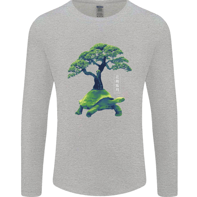 Abstract Tortoise Tree Mens Long Sleeve T-Shirt Sports Grey