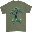 Abstract Tortoise Tree Mens T-Shirt 100% Cotton Military Green