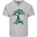 Abstract Tortoise Tree Mens V-Neck Cotton T-Shirt Sports Grey
