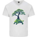 Abstract Tortoise Tree Mens V-Neck Cotton T-Shirt White