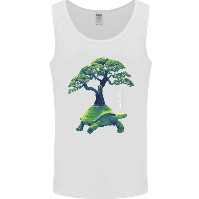 Abstract Tortoise Tree Mens Vest Tank Top White
