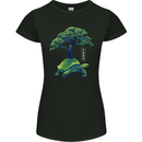 Abstract Tortoise Tree Womens Petite Cut T-Shirt Black