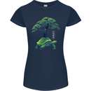 Abstract Tortoise Tree Womens Petite Cut T-Shirt Navy Blue