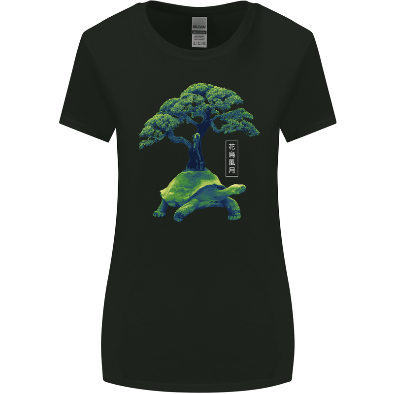 Abstract Tortoise Tree Womens Wider Cut T-Shirt Black