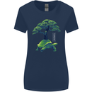Abstract Tortoise Tree Womens Wider Cut T-Shirt Navy Blue
