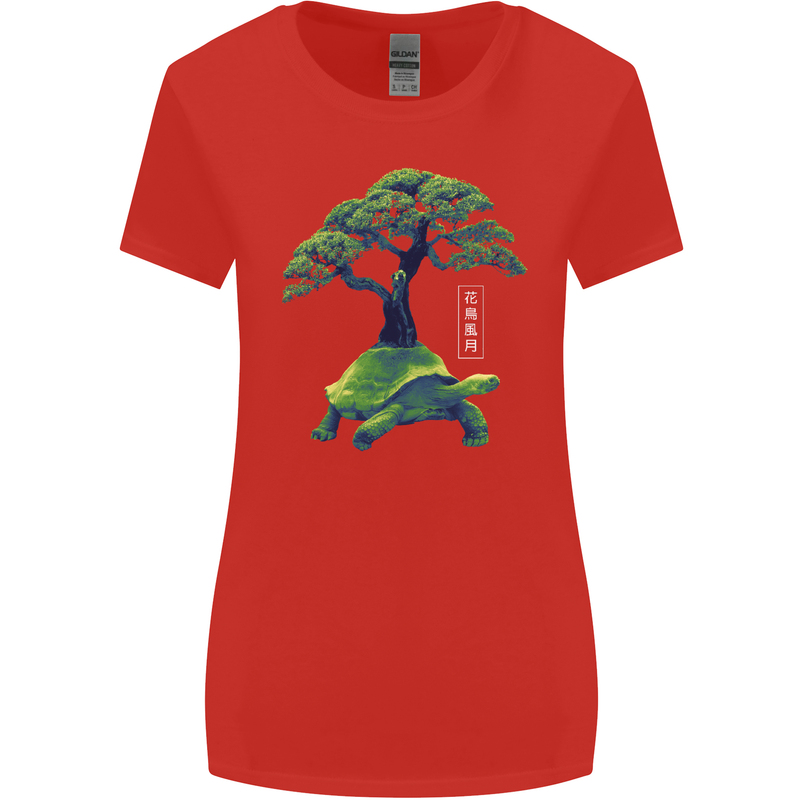 Abstract Tortoise Tree Womens Wider Cut T-Shirt Red