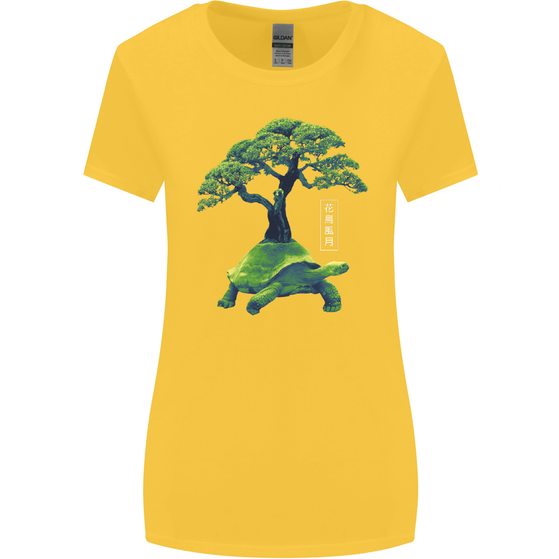 Abstract Tortoise Tree Womens Wider Cut T-Shirt Yellow