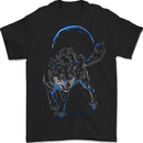 Abstract Wolf With the Moon Werewolf Lycan Mens T-Shirt 100% Cotton BLACK