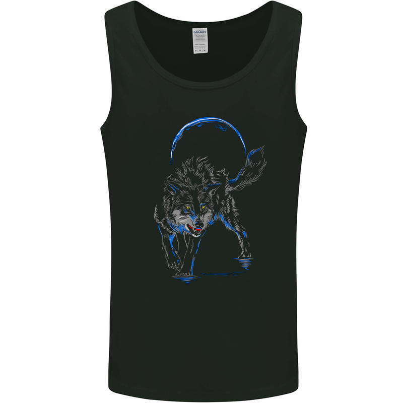 Abstract Wolf With the Moon Werewolf Lycan Mens Vest Tank Top Black