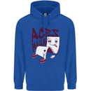 Aces High Funny Poker Weed Cannabis Pot Mens 80% Cotton Hoodie Royal Blue