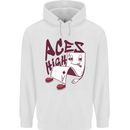 Aces High Funny Poker Weed Cannabis Pot Mens 80% Cotton Hoodie White