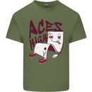 Aces High Funny Poker Weed Cannabis Pot Mens Cotton T-Shirt Tee Top Military Green