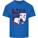 Aces High Funny Poker Weed Cannabis Pot Mens Cotton T-Shirt Tee Top Royal Blue