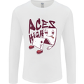 Aces High Funny Poker Weed Cannabis Pot Mens Long Sleeve T-Shirt White