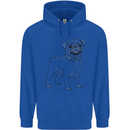 Adorable Pug Mens 80% Cotton Hoodie Royal Blue