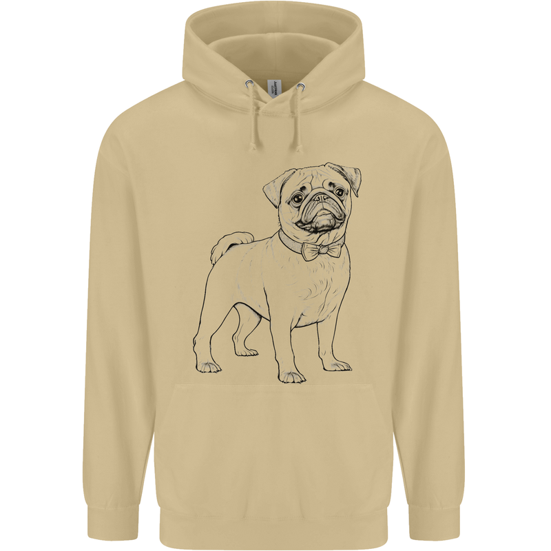 Adorable Pug Mens 80% Cotton Hoodie Sand