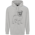Adorable Pug Mens 80% Cotton Hoodie Sports Grey