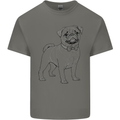 Adorable Pug Mens Cotton T-Shirt Tee Top Charcoal