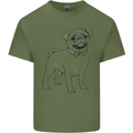 Adorable Pug Mens Cotton T-Shirt Tee Top Military Green