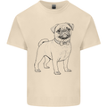 Adorable Pug Mens Cotton T-Shirt Tee Top Natural