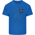 Adorable Pug Mens Cotton T-Shirt Tee Top Royal Blue