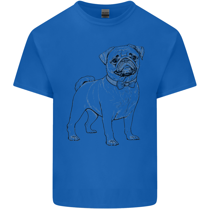 Adorable Pug Mens Cotton T-Shirt Tee Top Royal Blue