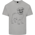Adorable Pug Mens Cotton T-Shirt Tee Top Sports Grey