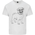 Adorable Pug Mens Cotton T-Shirt Tee Top White