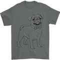 Adorable Pug Mens T-Shirt 100% Cotton Charcoal