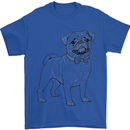 Adorable Pug Mens T-Shirt 100% Cotton Royal Blue