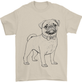 Adorable Pug Mens T-Shirt 100% Cotton Sand